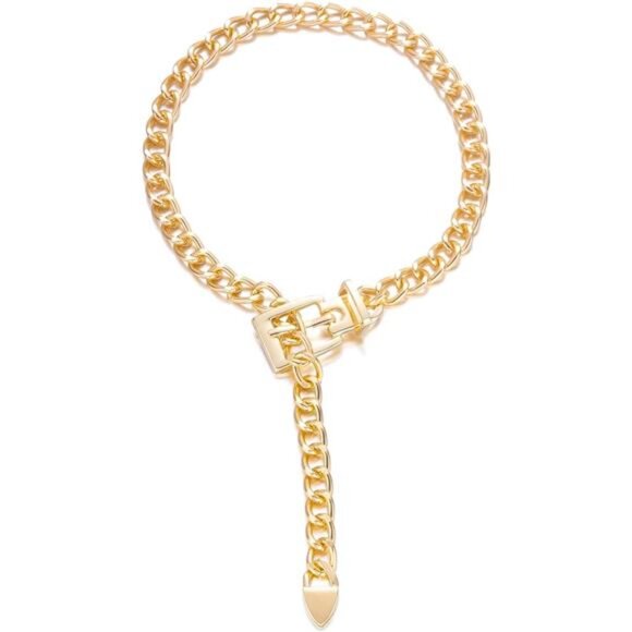 ✨ Chunky Cuban Link Chain Necklace | Gold Belt Buckle Statement Jewelry - Picture 5 of 5